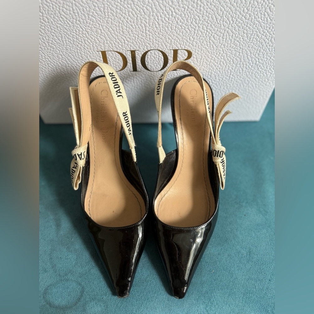 Dior Black Patent J'Adior Slingbacks